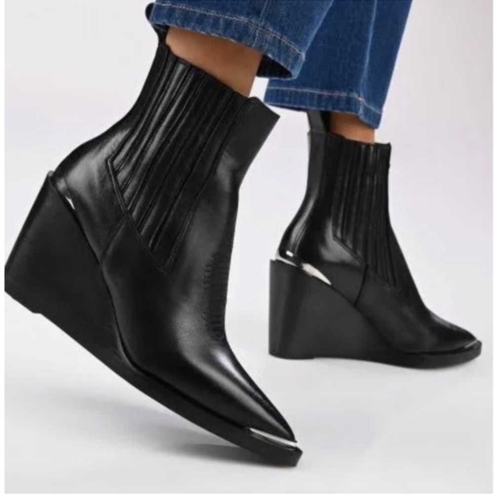 New in Box. The Kooples Western wedge heel leather ankle boots. 7 / French 38